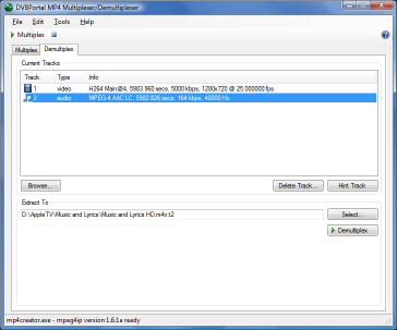 MP4Muxer Demultiplex Tab